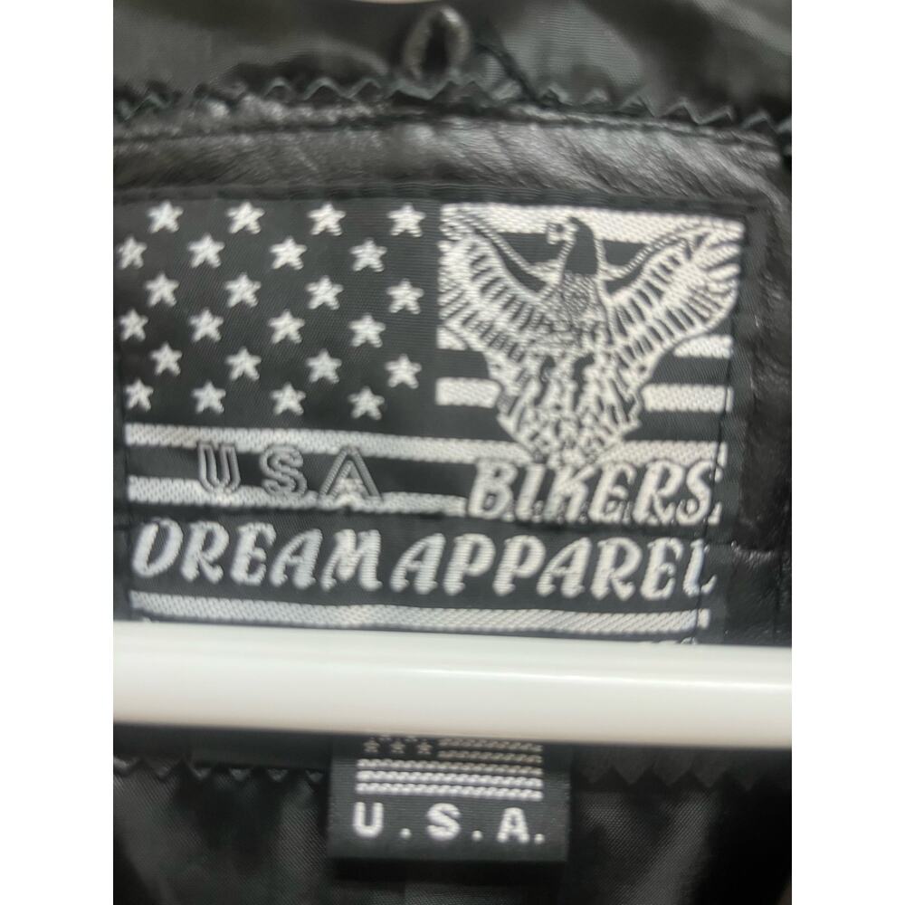 Vintage USA Bikers Dream Apparel Patches Black Leather Biker Vest Army Americana - Picture 4 of 4